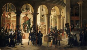 Godefroy de Bouillon afsætter trofæerne i Ascalon i Den Hellige Gravs kirke af Francois Marius Granet
