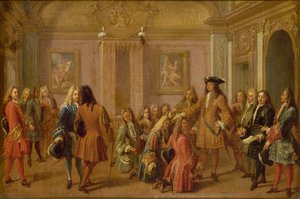 Den første promovering af ridderne af Saint Louis af Louis XIV, Versailles 8. maj 1693, 1710. af Francois Marot