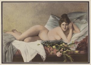 Faldende blomster fra en elsker (farve litho) af Francois Maurice Lard