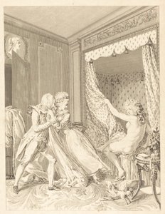 Den indiskrete af Francois Nicolas Barthelemy Dequevauviller after Antoine Borel