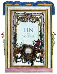 Slutningen af ​​bindet af bogen "Fuglenes historie i deres tilsyneladende og følsomme aspekter"" af Francois Nicolas Martinet (1731-1800). Privat samling. af Francois Nicolas Martinet