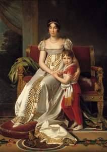 Portræt i foden af Hortense de Beauharnais, dronning af Holland (1783-1837) og hendes søn Napoleon Charles Maleri af Francois Gerard (1770-1837) 1807 søn. 0,32x0,24 m af Baron François Pascal Simon Gérard