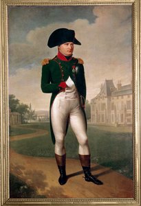 Portræt af Napoleon bonaparte (1769-1821) foran slottet Malmaison (klædt som konsul). I Reuil Malmaison (Hauts de Seine) i 1804. Maleri af Francois Gerard (1770-1837) Malmaison fra det 19. århundrede, musee du chateau - Portræt i fuld længde af Napo af Baron François Pascal Simon Gérard