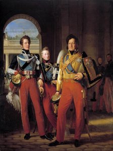 Portrætter til fods af Louis-Philippe I (1773-1850), hertug af Orleans i uniform som generaloberst for husarderne, og af hans sønner: hertugen af Chartres og hertugen af Nemours maleri Louis Hersent (1777-1860) efter Francois Gerard (1770-1837) 1832. Søn 2 af Baron François Pascal Simon Gérard