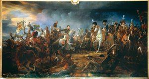 Slaget ved Austerlitz den 2/12/1805: General Rapp præsenterer flagene taget fra fjendens Maleri af Francois Gerard (1770-1837) 1805 Søn. 2,1x9,58 m.