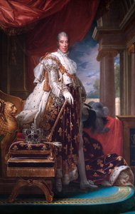 Portræt af kong Charles X af Frankrig i hans kroningsdragter, c1824. af Francois Pascal Simon Gerard