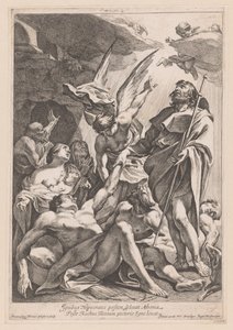 Heilige Rochus er pestlijders konge Hippokrates slog pesten i Athen med ild (...) (titel på objektet) af Francois Perrier