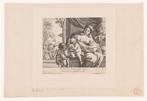 Maria med barn, Johannes Døberen og Lammet Scherzano i duoi Bambin (...) (titel på objekt) af Francois Perrier