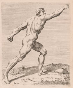 Borghese Gladiator, set fra siden, drejet til højre [plade 28] af Francois Perrier