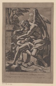 Tijd knipt de vleugels van Amor Kærlighed erobrer alt, kærlighed erobrer snart tid (titel på objekt) af Francois Perrier