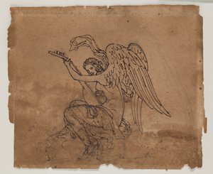 Allegorisk figur med lut, ca. 1825 (blæk og kridt på papir)