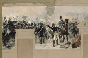 Skitse til Pantins rådhus: Forsvar af Pantin i 1814 af general Compans af Francois Schommer