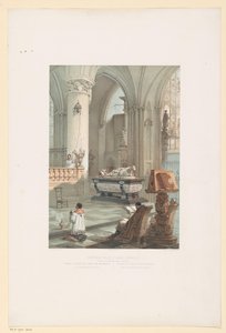 Interiør af Sint-Michiel-en-Sint-Goedelekathedraal i Bruxelles med graven til Ernst van Oosternijk Interiør af kirken St. Gudule, i Bruxelles (Tombeau of the Archhertuge Ernest d