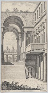 Arkitektonisk udsigt med en bue, 1740.