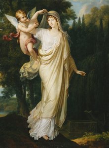 Posthumt portræt af markisen Fanny Grimaldi, født Baronne von Burkenwald, prinsesse af Santa Cruce, Marquise de Monaco et de Genes ved at slutte sig til sin første mand, markisen Giovanni Battista Grimaldi ved hans grav, 1804