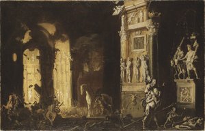 The Fire of Troy with Aeneas, der bærer Anchises, af Nome, Francois de