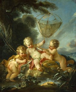 Putti som fisker, c.1744 af François Boucher