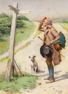 "Five Miles from Everywhere" (farve litho) af Frank (after) Dadd