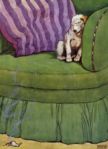 Illustration til Old Mother Hubbard (farve litho) af Frank Adams
