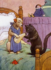 Illustration til Old Mother Hubbard (farve litho) af Frank Adams