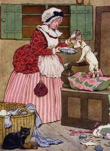 Illustration til Old Mother Hubbard (farve litho) af Frank Adams
