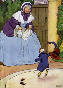 Illustration til Old Mother Hubbard (farve litho) af Frank Adams