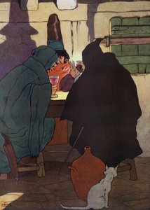 Illustration til The Babes in the Wood (farve litho) af Frank Adams