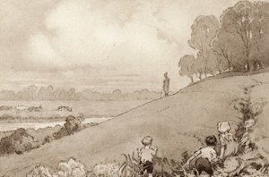 Illustration til The Scholar-Gipsy af Matthew Arnold (farve litho) af Frank Adams