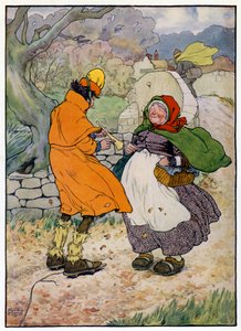 Illustration til historien om Tom Piberens søn (farve litho) af Frank Adams