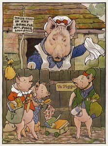 Illustration til De tre små grise af Frank Adams