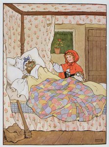 Ulven forklædt som Rødhættes bedstemor, illustration fra 