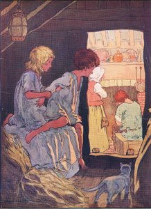 Børnene kunne ikke sove, fra Hansel and Gretel udgivet af Blackie & Son Limited, ca. 1940 af Frank Adams