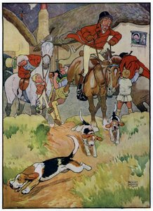 Three Jolly Huntsmen (farvelitografi) af Frank Adams