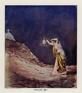 "Følg mig" (farvelitografi) af Frank Beard