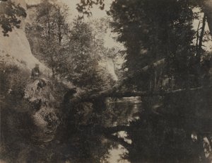Landskab med siddende figur på vandløbsbredden, ca. 1856. af Frank Chauvassaignes