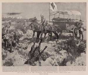 For hurtig hjælp til de sårede, Manders Flying Ambulance Car (litho) af Frank Craig