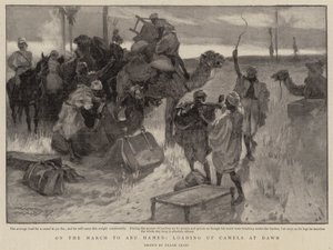 På march til Abu Hamed, pålæsning af kameler ved daggry af Frank Craig