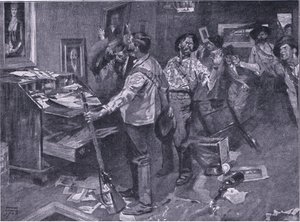 Respekteret selv af fjender: en hændelse af et boerraid i Natal, illustration fra After Pretoria: The Guerilla War, 1902 af Frank Craig