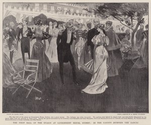 Sæsonens første bal i Government House, Sydney, i haven mellem dansene af Frank Craig