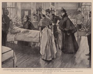 Dronningen og hendes sårede soldater, Hendes Majestæt på Herbert Hospital, Woolwich af Frank Craig