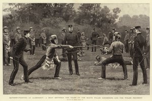 Bajonetkamp i Aldershot, en kamp mellem hold fra South Wales Borderers og Welsh Regiment af Frank Dadd