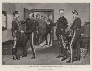 Montering af nye uniformer, en scene på depotet for Royal Horse Artillery af Frank Dadd