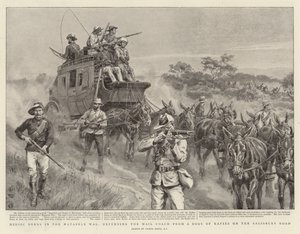 Heltegerninger i Matabele-krigen, forsvaret af postvognen mod en flok kafirer på Salisbury Road