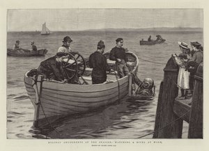 Ferieforlystelser ved havet, se en dykker på arbejde