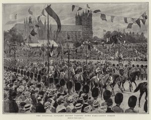 Colonial Cavalry Escort passerer ned ad Parliament Street af Frank Dadd