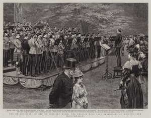 Hovedkvarteret for British Military Music, Kneller Hall Band optræder i Whitton Park af Frank Dadd