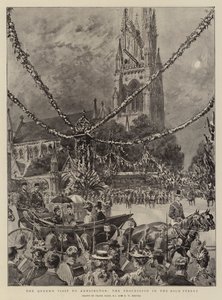 Dronningens besøg i Kensington, processionen i High Street af Frank Dadd