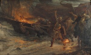 Begravelsen af en viking af Frank Dicksee