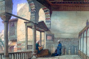 Loggia, sommerreception, Memlook Radnau Beys House, Cairo, 1870 af Frank Dillon