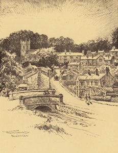 Downham Village (litografi) af Frank Greenwood